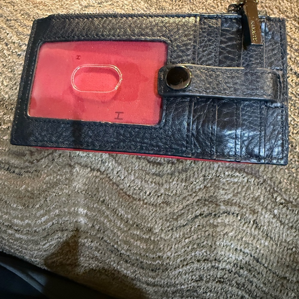 Hammitt Black Leather ID & Card Holder with Gunmetal Hardware